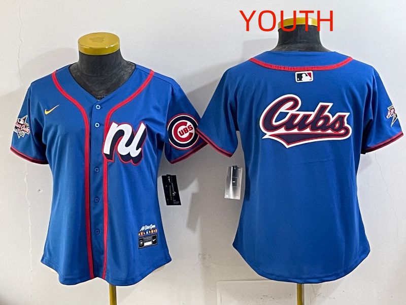 Youth 2025 Chicago Cubs Blank Blue All star Nike MLB Jersey style 03->youth mlb jersey->Youth Jersey